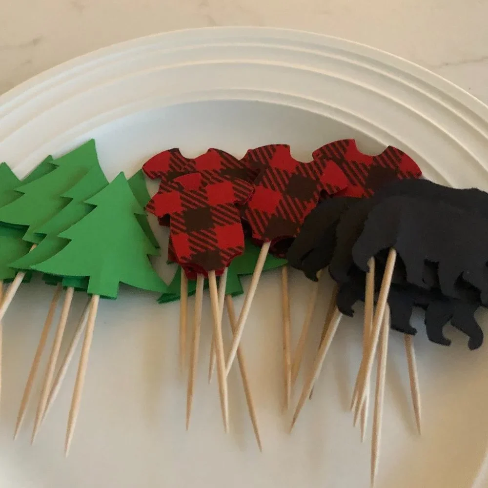4 for $10! 😎 Lumberjack Cupcake Toppers